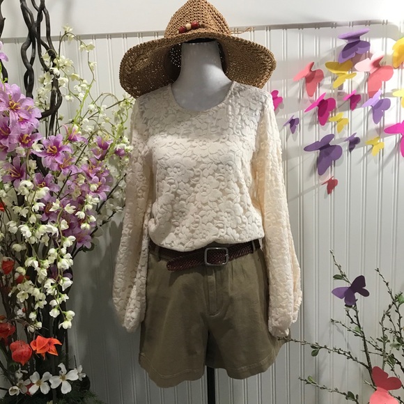 Sz S/L/XL Solid Cozy Lace Balloon Sleeve - Picture 7 of 13